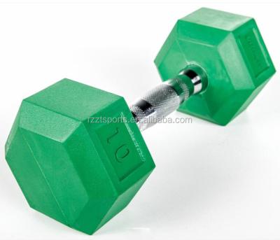 China Cast Iron Gym Equipment Hexagonal Rubber Dumbbell Sets 5kg 10kg 15kg for sale