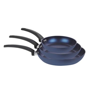 China Sustainable new design forged aluminum blue diamond coating round frying pan for sale