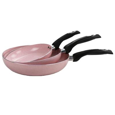 China Sustainable new product pressed aluminum pink ceramic cookware set fry pan marble liner set for sale