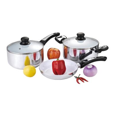 China Durable aluminum pressed cookware set frying pan sauce pan aluminum casserole nonstick polish pan for sale