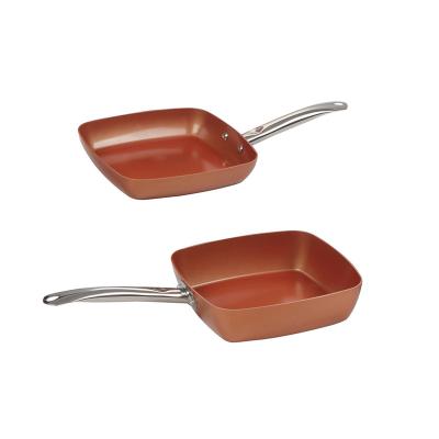 China Durable Aluminum Pressed 24 Cm Ceramic Coating Copper Square Frying Pans Deep Frying Pan for sale