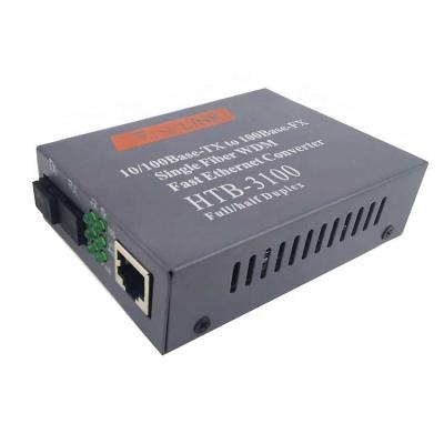 China FTTH Netlink 10 Fiber Optic 100Base-Tx to 100Base - RX Single Mode Simplex Fiber Fast Ethernet HTB-3100 Fiber Media Converter for sale