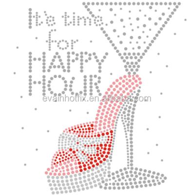 China Flatback It's Time For Birthday Hour Iron On High Heel Rhinestone Transfers for sale