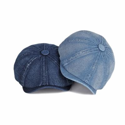 China European and American style Spring and Autumn Jeans Beret Hat for men women casual unisex denim beret hat for sale