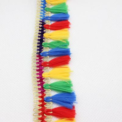 China Colorful Mobile Phone Dance Cloth Accessories 3CM Tassel Fringe Trim Cotton Fringe Lace Trimming for sale