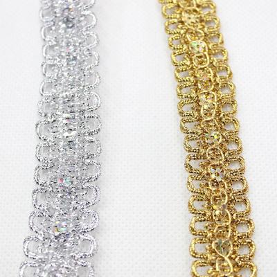 China 2cm Width Decorative Gold Lace Trim Luxury Hot Selling Metallic Braid Trim for sale