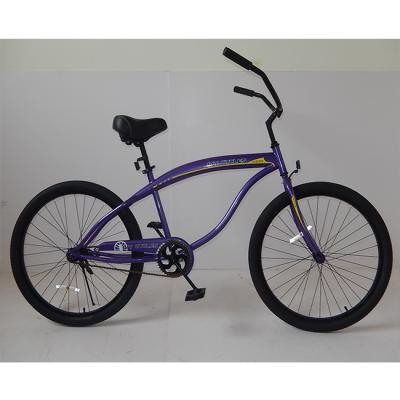 China Customizable Single Gear 26 Inch Steel Beach Bike Reverse Brake Iron Beach Bike for sale