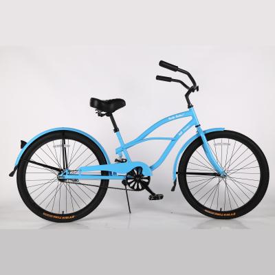 China OEM Flat Land Bicycle Gear Steel Frame Beach Bike Single Aluminum Alloy Rim Beach Bicycle for sale