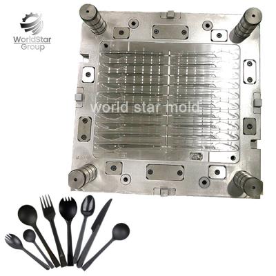 China Custom Injection Mold Steel 24 Cavities Cutlery Knife Fork Plastic Tableware Spoons Mold for sale