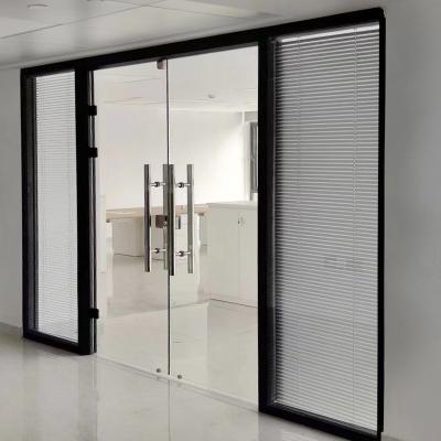 China Modern Privacy Commercial Office Tempered Single Glass And Aluminum Partition System With Swing Door And Sliding Door for sale