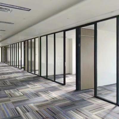 China High Function Modern Full Glass Partition Wall Room Dividers Screen 4 Panels With Door Folding Partition Wall Fitting for sale