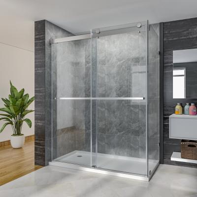 China High Strength Frameless Glass Double Sliding Shower Doors 1000m Width Enclosure Replacement for sale