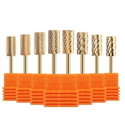 China Tungsten Carbide 5 in 1 Electric Nail Drill Bit Folder Tool 3/32 Gold Tungsten Steel Nail Bits for sale