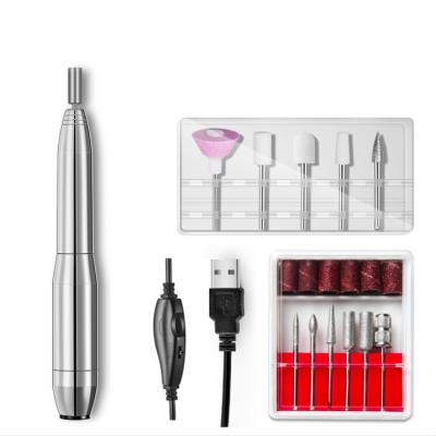 China Mini 20000 RPM Portable Stainless Steel USB Nail Drill Electric Nail Drill Machine with 11 Pieces Nail Drill Bit for sale