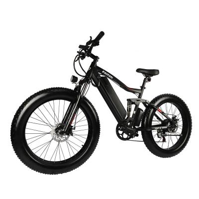 China 26 Inch Fat Tire Aluminum Full Suspension Mountain Bike Manufacturer Electric Bike for sale