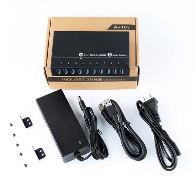 China 10-Port USB 3.0 Hub Includes LEDs + 60W 12V/5A Power Adapter for sale