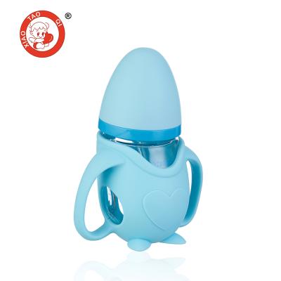 China Top Quality BPA Free New Design Glass Feeding Baby Bottle With Silicone Cover for sale