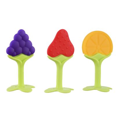 China BPA Free Food Grade Baby Sicone Fruit Teether Cartoon Sweet Design for sale