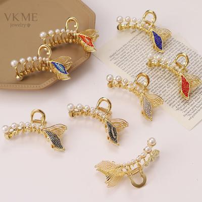 China Wear VKME Jewelry Fashion Women Jewelry New Design Colorful Pearl Hair Clip Fishtail Claw for sale