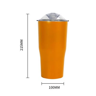 China Sustainable High Quality Vacuum Insulated Black Color Stainless Steel Double Wall Tumbler With Straw for sale