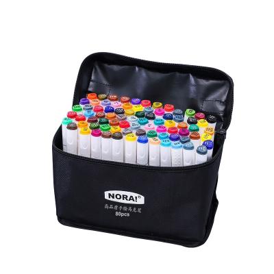 China Pp Art Supplies Dual Tips Permanent Art Markers with Carrying Case for Drawing Chisel Tip Sketching Markers for sale