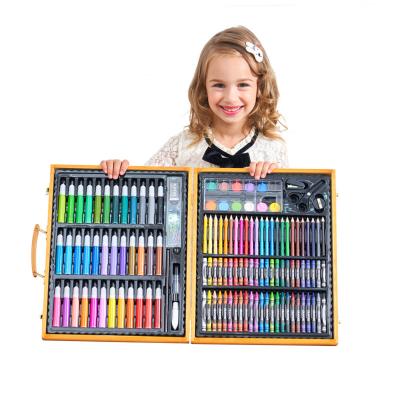 China Non-Toxic Kids Art Set 150 Piece Deluxe Paint Drawing Set in Wooden Case with Markers Crayons Oil Pastels for Teens Adults for sale