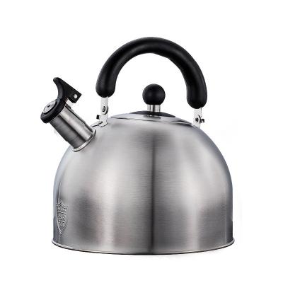 China 2.5-6L Brushed Stainless Steel Viable Tea Kettle Mirror Whistling Polish Teapot With Black Handle for sale