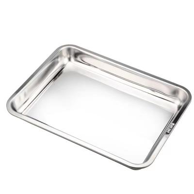 China Sustainable Stainless Steel Square Dish For Kids Thicken Tray Barbecue Plate Grilled Fish Dish For Hotel Canteen for sale