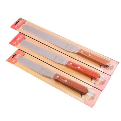 China Stainless Steel Viable Wooden Straight Edge Wide Handle Butter Spreader Sandwich Melted Cheese Condiment Knives Wide Kitchen Tools for sale