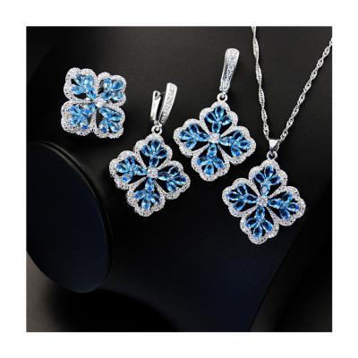 China FASHIONABLE Multicolor Optional Necklace Earrings Ring Four Leaf Clover Three Piece Jewelry Set Fine Jewelry for sale