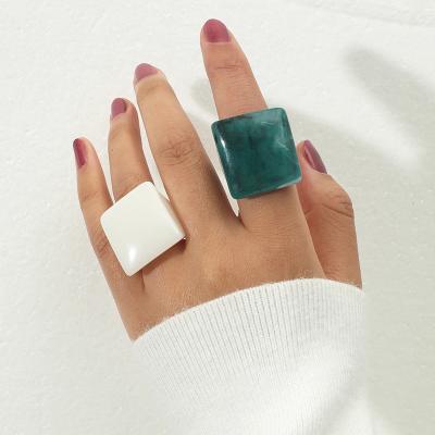 China New 2021 Fashion Ring Simple Retro Temperament Trend Set Contrast Color 2 Piece Set Ring for sale