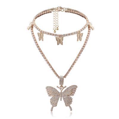 China High Quality Micro Inlay Mix and Match Fashionable and Creative Personalized Geometric Butterfly Diamond Necklace Designer Jewelry for sale