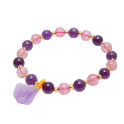 China FASHIONABLE Natural Crystal Bracelet Women Fashion Amethyst DIY Strawberry Style Jewelry Bracelet for sale