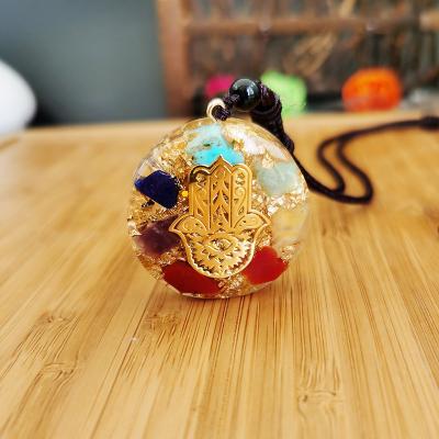 China Lingdang FASHIONABLE Handwork Gravel Chakra Energy Seven Chakra Energy Orgone Stone Pendant for sale