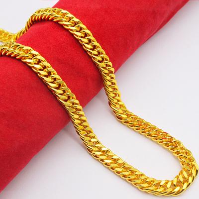 China Dubai Punk Plated Grinding Chain Men's 18K Gold Flat Social Dominant Gold Chain 60cm Jewelry Necklace for sale