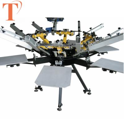 China Garment Shops 6 Color 6 Station Heavy Duty Rotary Manual Silk Screen T-shirt Screen Printing Machine for sale