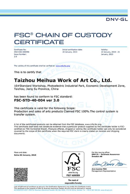 FSC - Taizhou Meihua Work Of Art Co., Ltd.