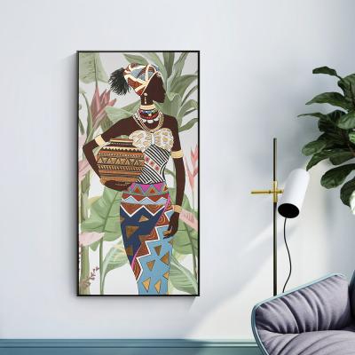 China Modern Custom Black Framed Wall Art Canvas Prints African Woman Art for sale