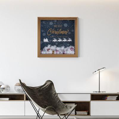 China Modern Small Size Framed 3D Glass Wall Art With Snow Shape For Christmas Wall Art for sale