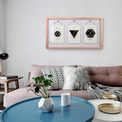 China Modern Abstract Framed Wall Art Rose Gold Frame Floating Paper With Embellishments Wall Art Decor Home for sale