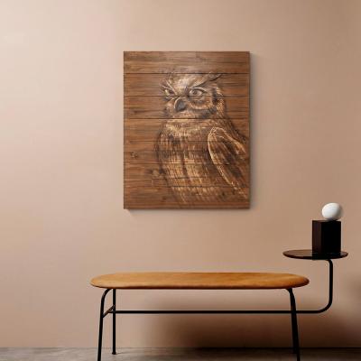 China Wholesale Modern Wood Art Owl Wall Print Painting Wood Art For Living Room for sale