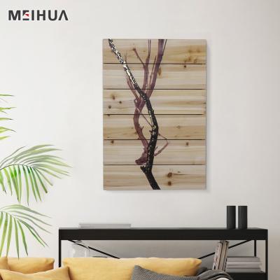 China Classic New Style Natural Wood Art Wall Plank Panels With Gold Foiling For Painting for sale