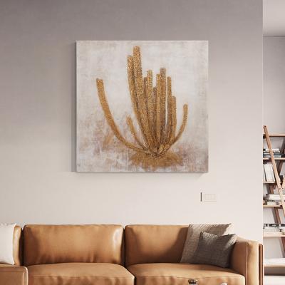 China Abstract Gold Plant Art Oil Painting Abstract Canvas For Living Room Wall Art for sale