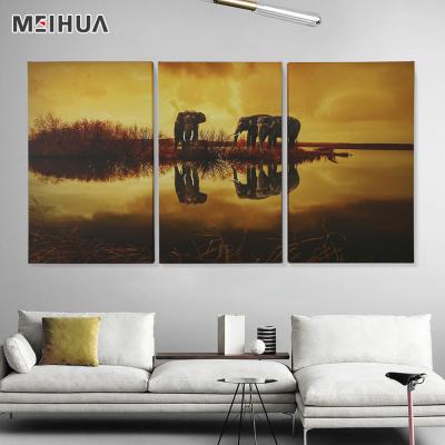 China 3 Large Modern Hanging Panels Elephant Wall Canvas Art Sets for sale