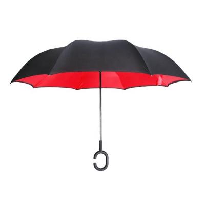 China Modern Hands Free Car Umbrella Double Layer C Hook Creative Reverse Handle Inverted Umbrella for sale