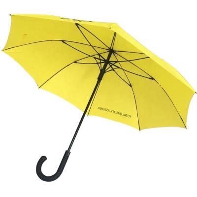 China CLASSIC New Arrival Safe Button Custom Printing Auto Open Straight Yellow Gift Umbrella for sale