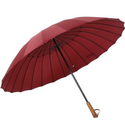 China Wholesale Minimalist High Quality Luxury 24ribs Umbrella With Wood Handle 24K Golf Umbrella With Logo Printing Customize Stick Umbrellas for sale