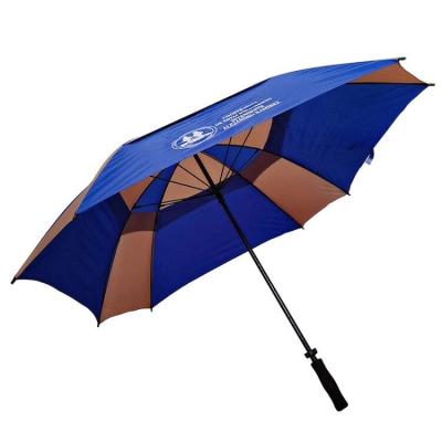 China CLASSIC Vented Golf Umbrella Double Square Shaped Full Fiberglass Windproof Oversized With Logo For Advertising And Promotion for sale