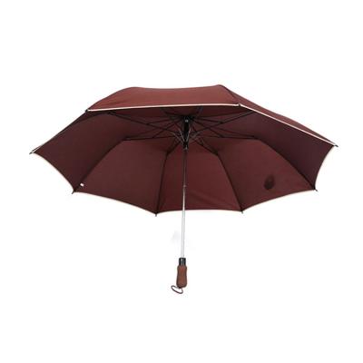 China All In 1 2 Fold Umbrella With Wood Handle 54inch Semi Automatic Golf Umbrella for sale