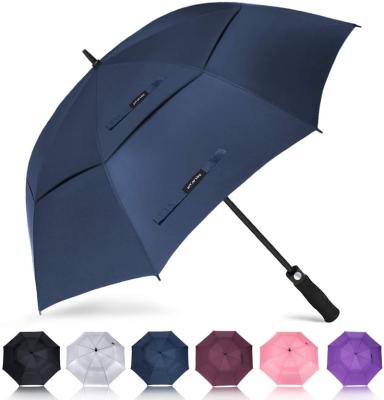 China Contemporary Auto Open Extra Large Golf Umbrella Double Oversized Canopy Vented Waterproof Windproof Stick Umbrellas For Man And Women for sale